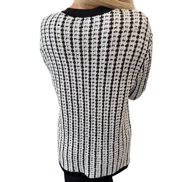 CHANEL Vintage 97P CC Logo Button Tweed Cardigan Sweater Top Black [106395] - Picture 3 of 12